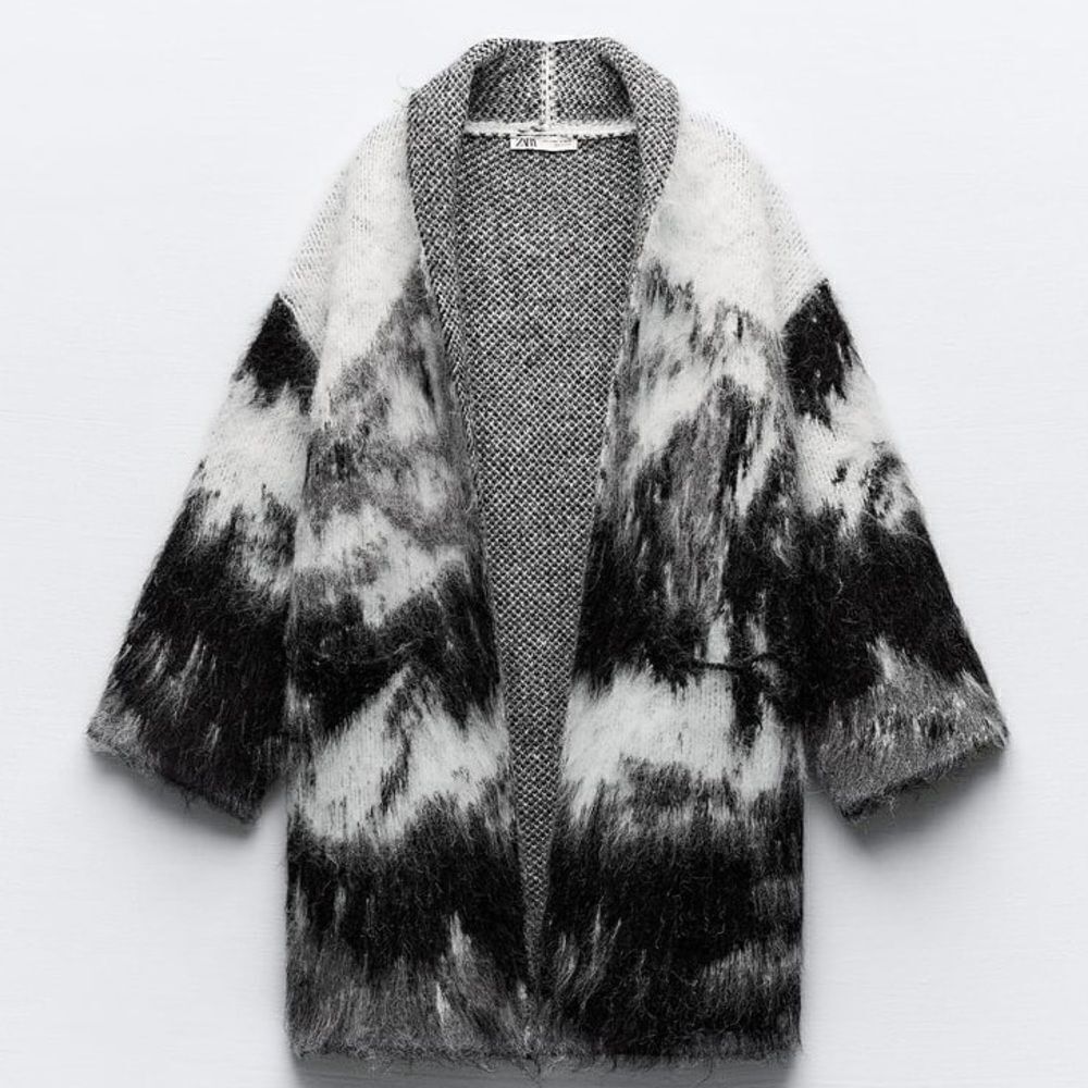 ZARA OPEN FRONT KNIT COAT - Picture 2 of 9